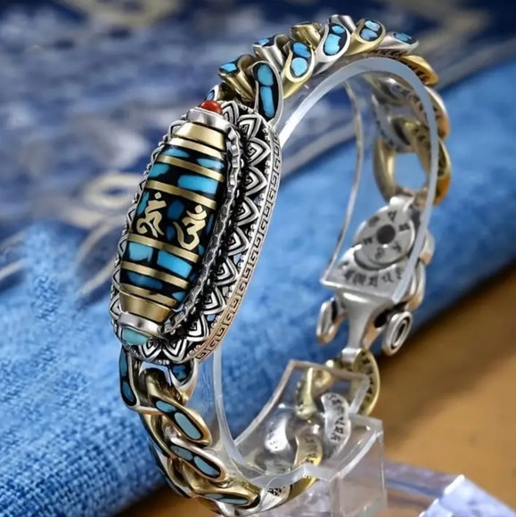 New! UNISEX Silver Plated Copper Fidget Spinner Bracelet. 8.5" - Picture 2 of 11